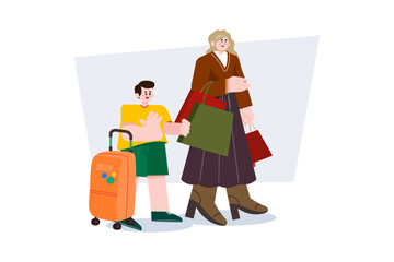 Travelling People characters Illustration concept on white background