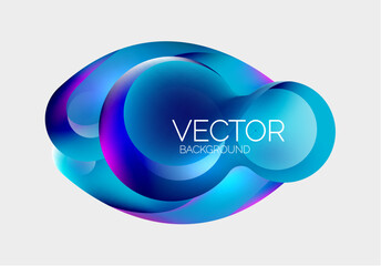 Beautiful flowing round shapes and circles abstract background. Liquid color bubble composition