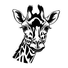 Giraffe Face Logo Monochrome Design Style
