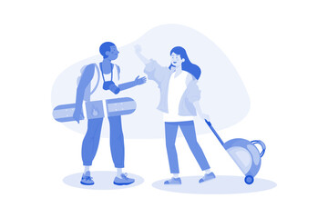Travelling People characters Illustration concept on white background