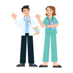 doctor and suster flat design