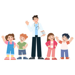 doctor and child flat design