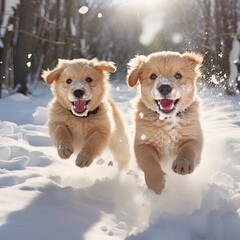puppies playing in the snow --v 5.2 Job ID: 790d084b-a9f6-423e-9485-f1da70f17eb7
