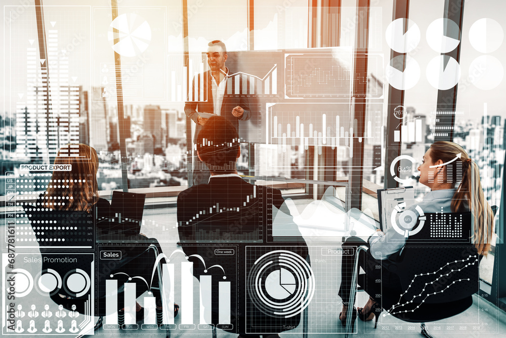 Aufkleber big data technology for business finance analytic concept. modern interface shows massive informatio