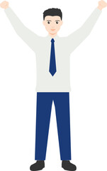 Business Man Raise His Hand Gesture