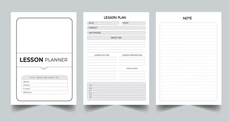 Editable Daily Lesson Planner Kdp Interior printable template Design.