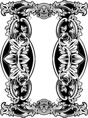Vintage baroque frame with floral ornament stock illustration