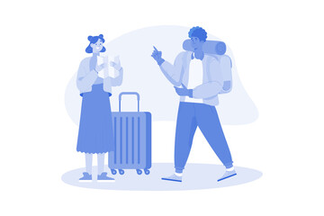 Travelling People characters Illustration concept on white background