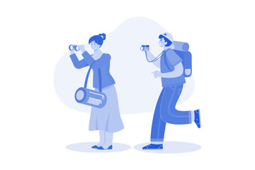 Fototapeta premium Travelling People characters Illustration concept on white background