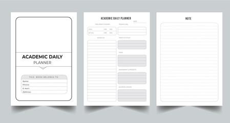 Editable Academic Daily Planner Kdp Interior printable template Design.