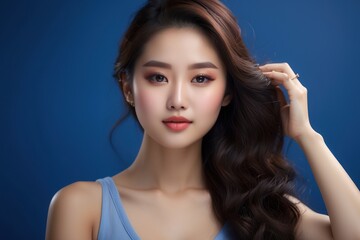 Fototapeta premium Portrait of Asian teenager posing for photo in studio