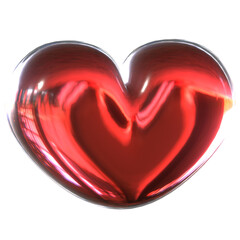 3D render icon of a sparkling clear glass heart