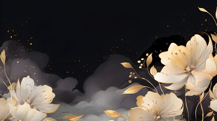 Abstract Black background. VIP Invitation, wedding and celebration card.