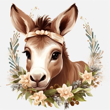 recommend clip art: Cute Donkey Christmas concept