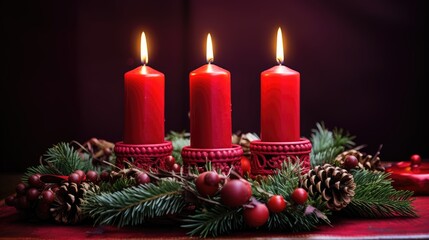 Obraz na płótnie Canvas Christmas decoration with candles and decorations