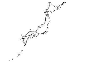 墨と筆で描いた日本地図