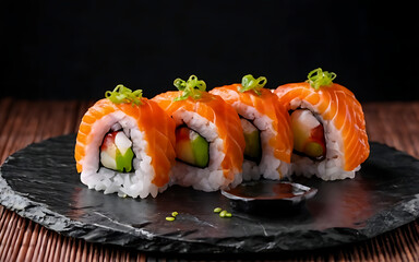 Capture the essence of Nigiri-Zushi  in a mouthwatering food photography shot Generative AI
