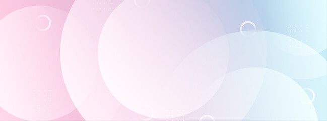 Banner background abstract. Soft color. Blue and pink gradation. Circle pattern. Memphis