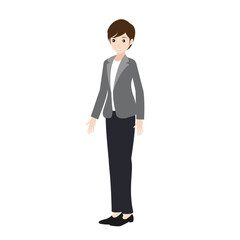 【シンプルな人物イラストセット 全身 カジュアル風の男性_横向01】　キャラクターは各パーツがレイヤーで構成されていて自由にポーズを付けることができます。また、表情も10パターンあり口を動かしたり瞬きすることもできます。A set of face, arm and body parts that can be used for animation and illustrations.