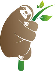 Sloth design is perched on a branch. Wildlife Animals
