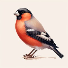 Obraz premium Eurasian Bullfinch full body on white background