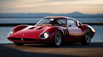 red sports car on the beach