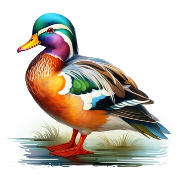 Exquisite colors of the Mandarin duck full body