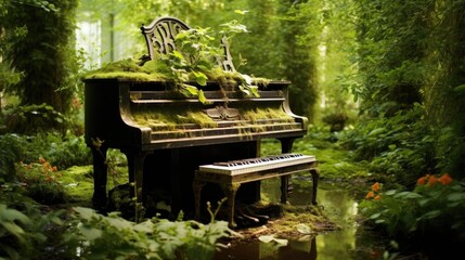 grand piano and music notes