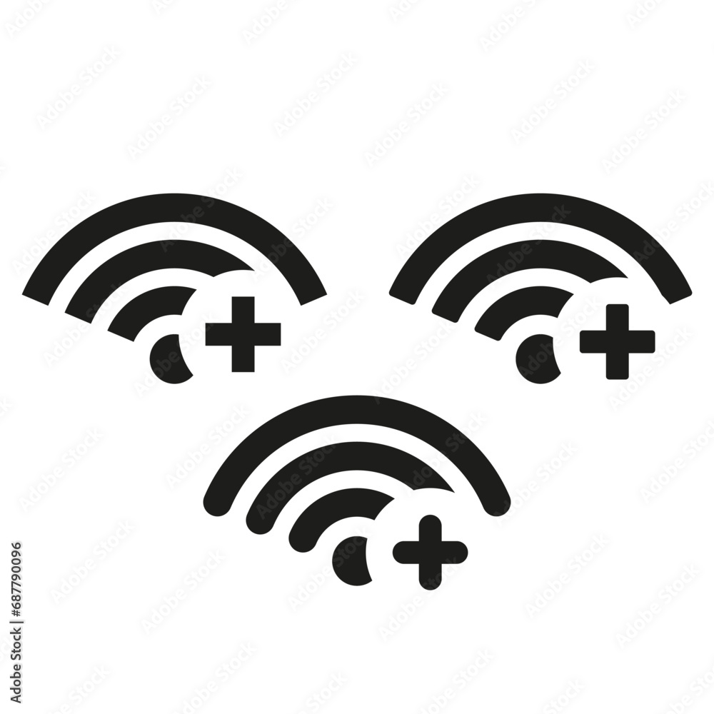 Aufkleber wifi plus sign. wireless network icon. wifi zone. add wifi symbol. vector illustration. eps 10.