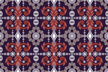 Ikat ethnic aztec embroidery style.Figure Geometric oriental traditional art pattern.Design for ikat background,wallpaper,fashion,clothing,wrapping,fabric,element,sarong,graphic,vector illustration.