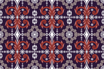 Ikat ethnic aztec embroidery style.Figure Geometric oriental traditional art pattern.Design for ikat background,wallpaper,fashion,clothing,wrapping,fabric,element,sarong,graphic,vector illustration.