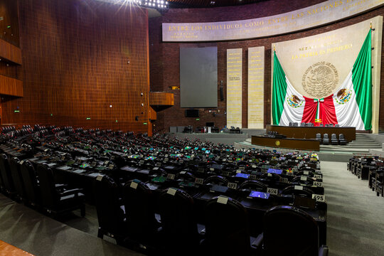  Plenary hall of the Mexican Chamber of Deputies in San Lazaro, Mexico City, Mexico. August 07, 2023.