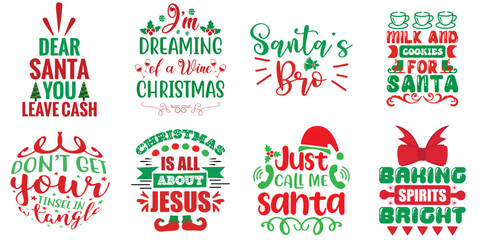 Merry Christmas and Happy New Year Typography Collection Christmas Vector Illustration for Social Media Post, Mug Design, Holiday Cards