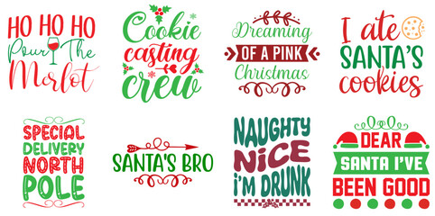 Holiday Celebration and Winter Calligraphic Lettering Set Christmas Vector Illustration for Announcement, Book Cover, Greeting Card