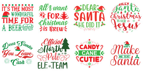 Christmas and Holiday Calligraphic Lettering Collection Christmas Vector Illustration for T-Shirt Design, Vouchers, Flyer