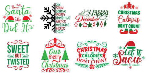Merry Christmas and Winter Labels And Badges Collection Christmas Vector Illustration for Book Cover, Flyer, Social Media Post