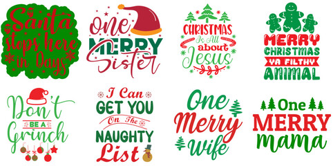 Fototapeta premium Merry Christmas and Happy New Year Invitation Bundle Christmas Vector Illustration for Vouchers, Postcard, Printable