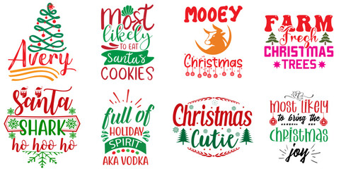 Fototapeta premium Christmas Festival and Winter Holiday Trendy Retro Style Illustration Set Christmas Vector Illustration for Presentation, Stationery, Greeting Card