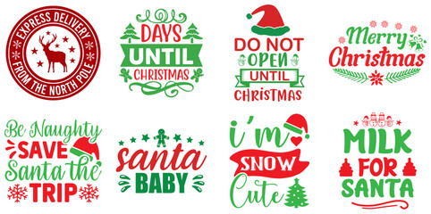 Christmas and New Year Inscription Bundle Christmas Vector Illustration for Newsletter, Poster, Flyer