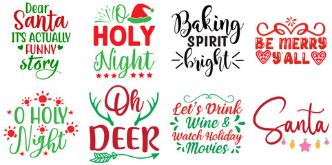 Merry Christmas Typography Set Christmas Vector Illustration for Newsletter, Postcard, Printing Press