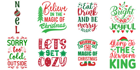 Merry Christmas and Holiday Celebration Invitation Set Christmas Vector Illustration for Banner, Greeting Card, Bookmark