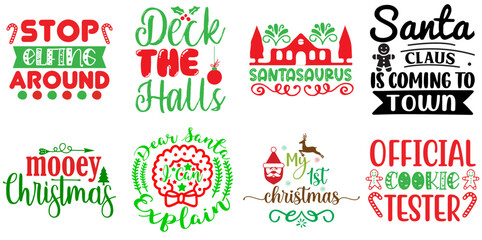 Holiday Celebration and Winter Quotes Bundle Christmas Vector Illustration for Infographic, Gift Card, Wrapping Paper