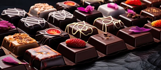 Contemporary chocolates with assorted fillings.