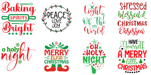 Merry Christmas and Holiday Celebration Quotes Bundle Christmas Vector Illustration for Advertisement, Logo, Printable