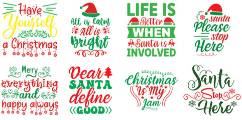 Fototapeta na wymiar Happy Holiday and Winter Phrase Collection Christmas Vector Illustration for Wrapping Paper, Social Media Post, Packaging