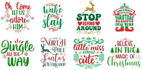 Fototapeta premium Happy Holiday and Winter Quotes Collection Christmas Vector Illustration for Stationery, Motion Graphics, Newsletter