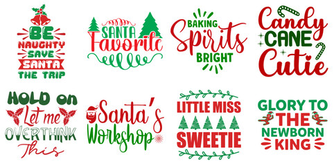 Christmas and New Year Trendy Retro Style Illustration Bundle Christmas Vector Illustration for Advertising, Mug Design, Brochure