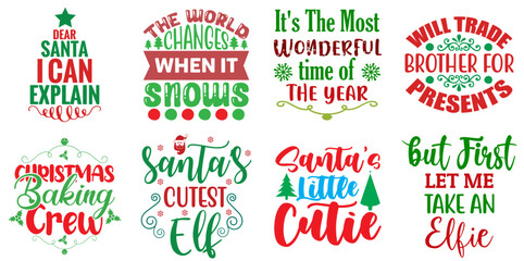 Merry Christmas and Happy Holiday Quotes Collection Christmas Vector Illustration for Sticker, Packaging, Logo