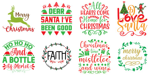 Holiday Celebration and Winter Calligraphic Lettering Bundle Christmas Vector Illustration for Bookmark, Brochure, Presentation