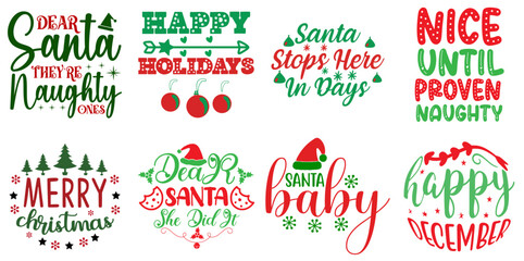 Christmas and Winter Inscription Set Christmas Vector Illustration for Greeting Card, T-Shirt Design, Magazine